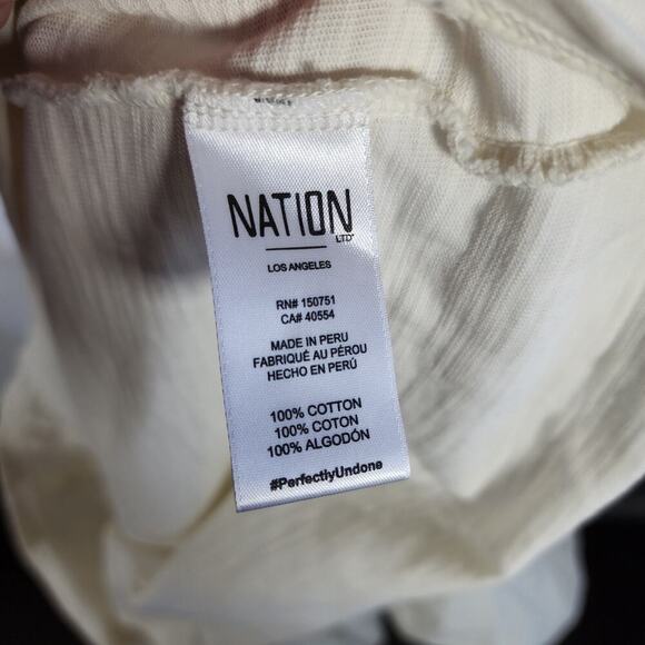 Nation LTD Gracie Pintuck 3/4 Balloon Sleeve Off White Top Med Boho Beach - Picture 7 of 10